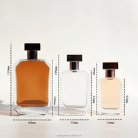 Flacon de parfum haut de gamme en verre dépoli transparent à fond épais, 30 ml, 50 ml, 100 ml, base rectangulaire plate, avec pulvérisateur à pompe
