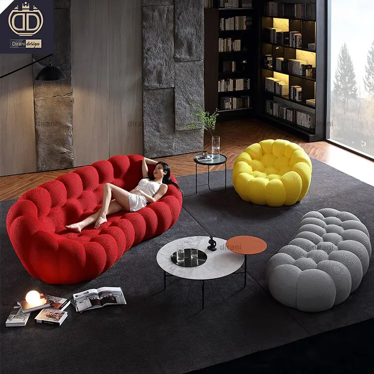 Set sofa gelembung desain sofa gelembung housse de canape luxe 2022 desain terbaru beludru roches Bois gelembung set sofa modern mewah