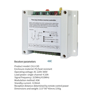 Interrupteurs sans fil à télécommande 2 canaux à large tension AC220-380V pour moteur AC/DC, inversion positive et négative, 433 MHz