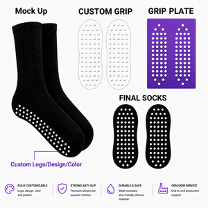 Chaussettes de yoga et de Pilates antidérapantes en coton (90 %) pour femmes, tricotées, de haute qualité, pour le sport, vente en gros - Product Image 4