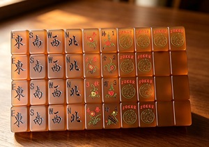 Tuiles <span class=keywords><strong>de</strong></span> Mahjong Américaines Haut <span class=keywords><strong>de</strong></span> Gamme Personnalisées en Acrylique Écaille <span class=keywords><strong>de</strong></span> Tortue Marron Moucheté Artistique – Jeu <span class=keywords><strong>de</strong></span> <span class=keywords><strong>Société</strong></span> <span class=keywords><strong>de</strong></span> Luxe, Cadeau Idéal pour Collectionneur - Product Image 2