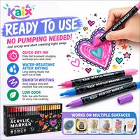 Marqueurs d'art double embout KAIX, 12 couleurs, encre acrylique superposable à séchage rapide, ensemble de marqueurs à marque privée pour le dessin sur toile
