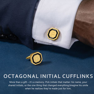 Mancuernillas Minimalistas con Letra, Acero Inoxidable 316L, Doradas, Personalizadas con <span class=keywords><strong>Iniciales</strong></span>, para Hombre, Accesorios Formales para <span class=keywords><strong>Camisa</strong></span> de Negocios o Boda - Product Image 4
