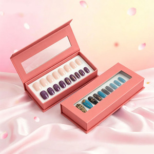 Boîte d'emballage personnalisée pour ongles Boîte à ongles de couleur à double insertion et fenêtre ouverte Boîte en carton blanche pliante pour autocollants d'art d'ongle - Product Image 2