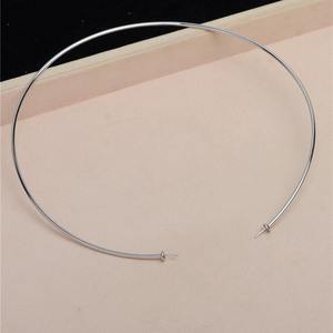 Collier élastique en argent S925 avec double perle et décoration creuse, semi-fini, 5540, collier à mémoire, accessoires et composants de bijoux - Product Image 3