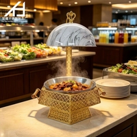 Nouveau design de chauffe-plats de luxe en acier inoxydable 8L pour buffet, avec couvercle suspendu, pour mariages et réceptions