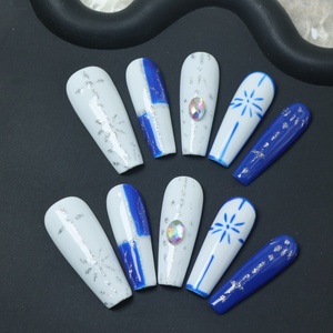 Uñas postizas de lujo de acrílico, largas, color rosa, con cobertura completa, hechas a mano, con pedrería de estrellas, precio de fábrica, venta al por mayor. - Product Image 2