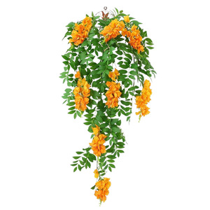 Green Field Artificial Flower Vine Hanging Plant Silk Orange Green Leaves Indoor Wall Decoration Bouquet 1056 - Product Image 5