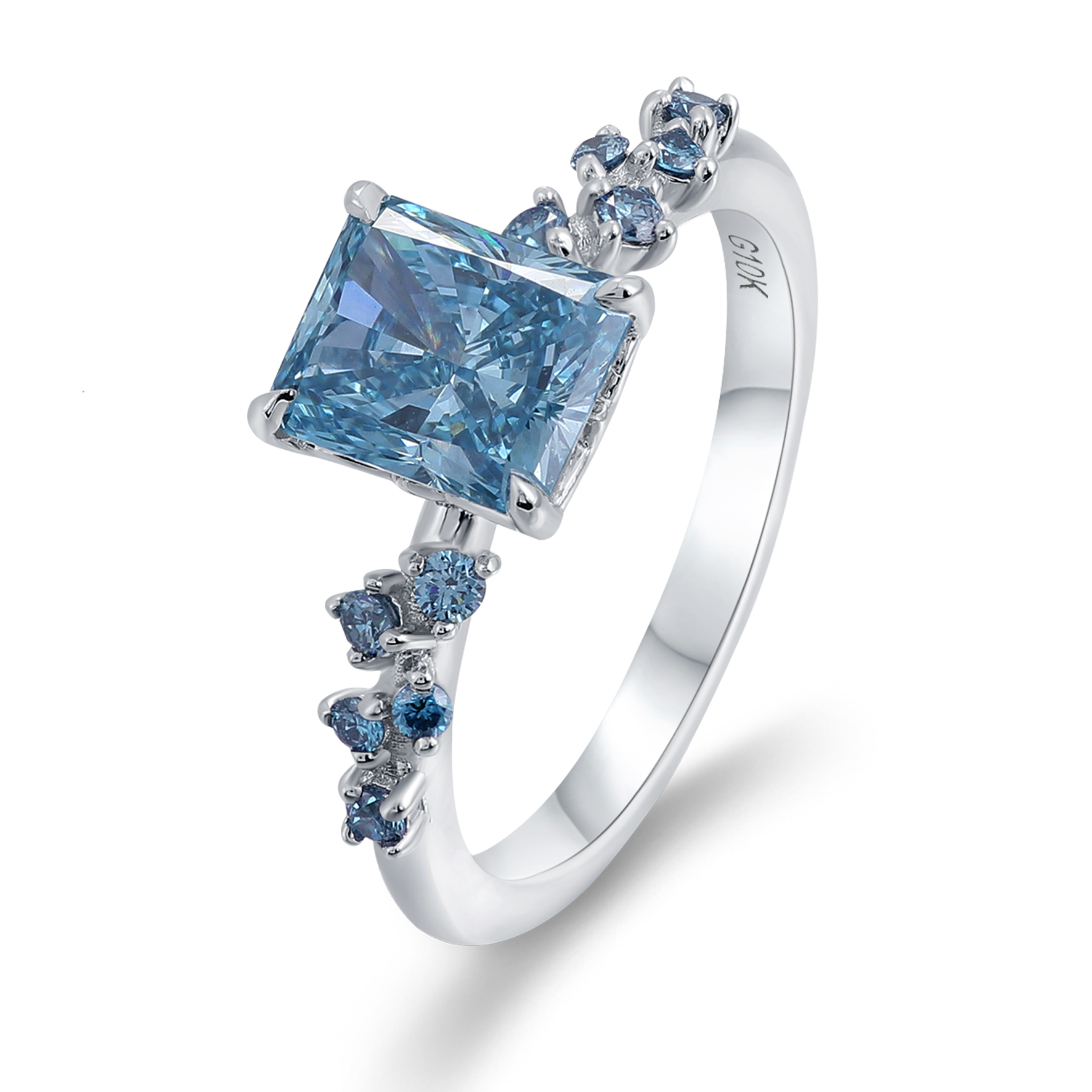 แหวนเพชรปลอมจากห้องปฏิบัติการทองคำขาว 10K