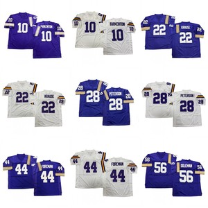 Maglia da Rugby Vintage da Uomo con Cuciture Stile Retrò 10 Fran Tarkenton 22 Paul Krause 28 Adrian Peterson 44 Chuck Foreman 88 Alan Page S-3XL - Product Image 1