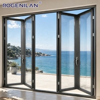 Puertas Plegables de Vidrio Doble Resistentes al Viento, Personalizadas de Fábrica ROGENILAN, Puerta Plegable de Aluminio con Acristalamiento Low-E para Exteriores