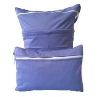 Ensemble de deux sacs étanches de couleur unie - Organisateur de couches lavables en tissu, pochette de rangement réutilisable pour tampons de maquillage et coussinets d'allaitement