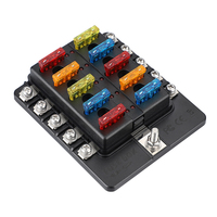 Boîtier à fusibles 10 voies 12/24V DC avec barre de bus négative, indicateur de panne LED, boîte à fusibles ATO pour voiture, bateau, camping-car, camion