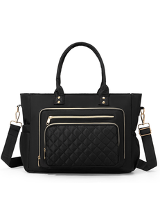 Bolso de mano acolchado con cremallera, bolso de hombro, color en contraste, gran capacidad, para uso diario - Product Image 3
