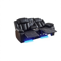 Canapé sectionnel motorisé pour salon, fauteuil de cinéma deux places, fauteuil inclinable électrique en cuir noir