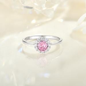 Anello di Fidanzamento in Argento Sterling 925 con Zirconi Cubici Rosa Gioielli da Sposa all'Ingrosso - Product Image 3
