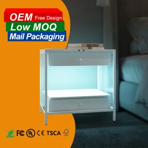 Mirror Luxury Bed Side Table Nightstands 10% OFF Patterned Glass 2022 New Bedroom Furniture Home Furniture Modern MDF / PB