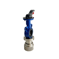 Vanne papillon à commande manuelle avec sortie sanitaire Tri-Clamp, fonte ductile, EPDM