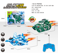 Tank RC transformable en avion militaire avec lumières musicales 40 MHz 5 canaux, jouets de transformation militaire, piles prêtes à l'emploi, utilisation intérieure-extérieure