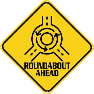 Signalisation de rondelade à droite avec flèches de direction horaire en aluminium inoxydable résistant à la décoloration - Product Image 4