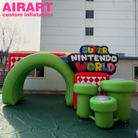 Décoration d'activités sur le thème vert : Arche de jeu gonflable et murs de piliers