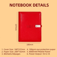 Ensemble de cadeaux d'affaires A5 promotionnel clé USB 16 Go lampe de charge sans fil en cuir Journal Notebook Organisation de la prise de notes
