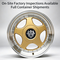Ruedas FLowtone en Oferta, Borde Pulido 15x7/8.5 4x100/98 ET15 30, Llanta de Aleación Fundida de Cinco Radios para VW Golf Polo BMW E30 E36