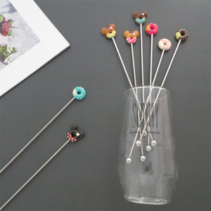 Donut Cocktail Stirrers Reusable Stainless Steel Metal Mixing <strong>Stick</strong> Tea Coffee Wine <strong>Milk</strong> Cartoon Long Handle <strong>Stick</strong> - Product Image 2