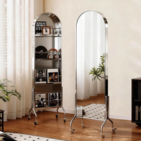 Miroir sur pied LED anti-buée pleine longueur avec haut-parleur Bluetooth, affichage de l'heure, miroir intelligent