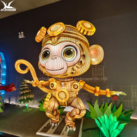 Lanterne en soie animale style cyberpunk, lanterne LED artisanale en fil de fer pour exposition lumineuse immersive en centre commercial et spectacle nocturne