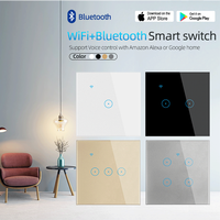 Interrupteur mural tactile intelligent LEDEAST DS-101BW Tuya 1 2 3 4 Gang 400W Smart Life Home Light Wifi avec panneaux en verre, contrôleur d'interrupteur Wifi