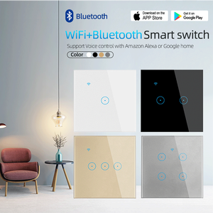 Interrupteur mural tactile intelligent LEDEAST DS-101BW Tuya 1 2 <span class=keywords><strong>3</strong></span> 4 Gang 400W Smart Life Home Light Wifi avec panneaux en verre, contrôleur d'interrupteur Wifi - Product Image 2