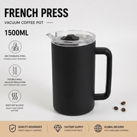 Carafe isotherme à double paroi en acier inoxydable de 1500 ml avec couvercle PCTG Magslider 50 oz, carafe à bière, thé, café avec poignée