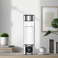 Bouteille d'eau riche en hydrogène à haute concentration (1500ppb) en verre, 460 ml, alimentée par USB, avec LED, pour la maison et la voiture – Meilleure vente