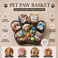 Panier de rangement en métal noir pour jouets de chien, en forme de patte, organisateur pour jouets de chien, laisses et couvertures, pour salon et extérieur