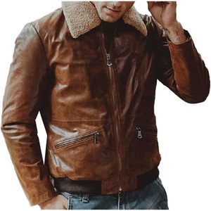 Chaqueta de Cuero Clásica de Aviador A2 Personalizada para Hombre con Cuello de Piel, Chaqueta de Invierno Estilo Motero a Prueba de Viento - Product Image 5