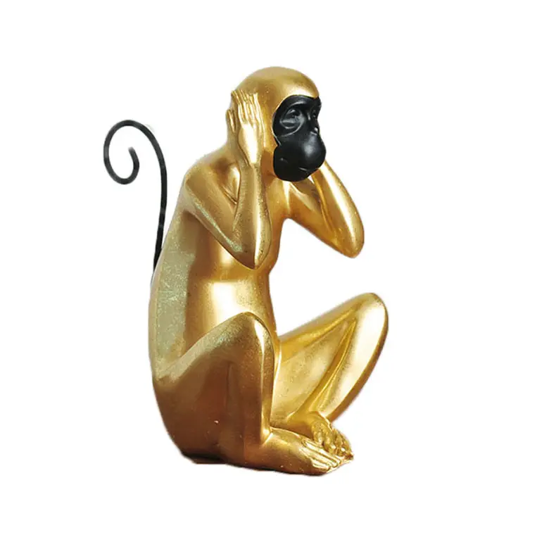 Maymun altın reçine koleksiyon figürleri masa süsü heykeli
