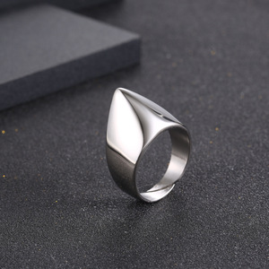 European American Style Irregular <b>Titanium</b> Steel <b>Ring</b> Water Drop Shape Geometric Design Men's Open <b>Ring</b> SA581 - Product Image 2