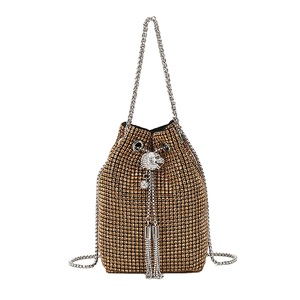 Women Classic Crystal Bucket Bag Luxury Drawstring <b>Shoulder</b> Bag with a Detachable <b>Strap</b> for Work Daily Life - Product Image 3