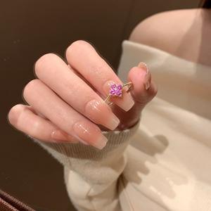 Bague en argent pur S925 à quatre feuilles de trèfle avec diamant, design de niche, luxe léger, sensation haut de gamme, douce, haute valeur esthétique, bagues tendance - Product Image 2