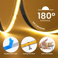 AC220V 110V Éclairage Extérieur 240leds Flexible COB Led Bande Lumineuse Avec Adhésif 10cm Par Coupe Étanche IP20 10m Rouleau Cob Lumière