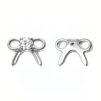 Thorrk ASTM-F136 Titanium Bow Tie CZ Top Flat Back Labret Butterfly Stud Internal Thread Ear Cartilage Helix Piercing Jewelry