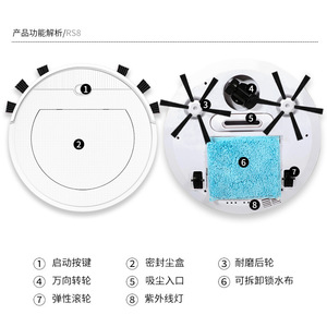 Robot aspirateur S8 avec fonction de balayage, aspiration et lavage, télécommande et minuterie - Product Image 3