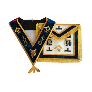 Hand Embroidery Master Mason Provincial Past Master Velvet Border Apron and <b>Collar</b> and Jewel - Product Image 1