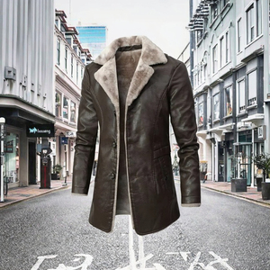 Veste en cuir PU épaisse pour homme pour l'hiver Fermeture éclair Poche Manteau pour le style décontracté, professionnel et streetwear - Product Image 2
