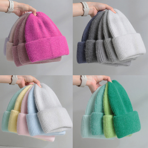 Mũ len lông thỏ Angora dày dặn, mềm mại, trơn màu, có logo tùy chỉnh dành cho nam nữ, giữ ấm mùa đông - Product Image 1