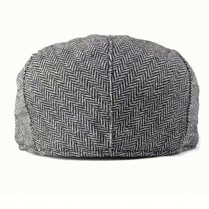 Hot Selling Spring Autumn <b>Men</b> Beret Hat Outdoor Casual Striped Vintage <b>Flat</b> Top <b>Cap</b> Ivy Hat - Product Image 4