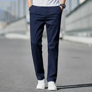 Yeni stil haki kırpılmış ayak bileği, Zip detay ince Chino pantolon erkekler için toptan fiyatlar düz erkek pantolon/
