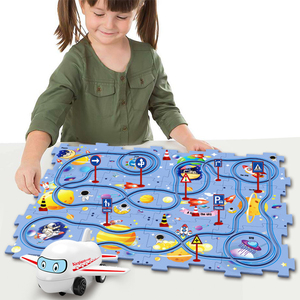 Juguete de Tren <span class=keywords><strong>El</strong></span>éctrico con Temática de Dinosaurios, Océano y Espacio para Niños, Juego de Pistas de Ensamblaje DIY, Vehículo de Juguete con Pista Deslizante - Product Image 2