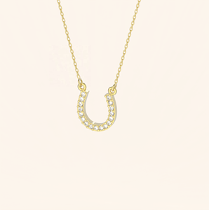 사용자 정의 승마 보석 925 스털링 실버 14K 골드 도금 지르콘 우아한 말굽 펜던트 목걸이 - Product Image 4